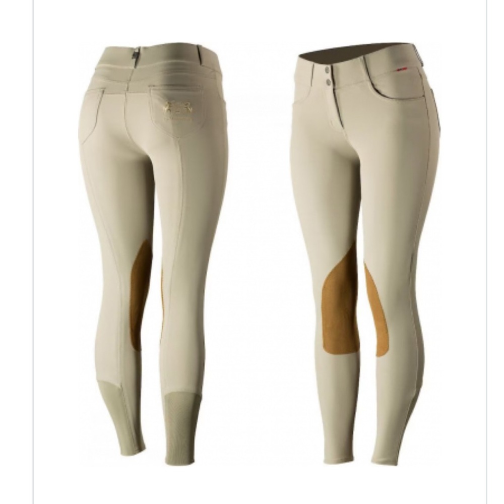 B Vertigo Kimberley Womens Show Knee Patch Breeches - Plaza Taupe Light Brown